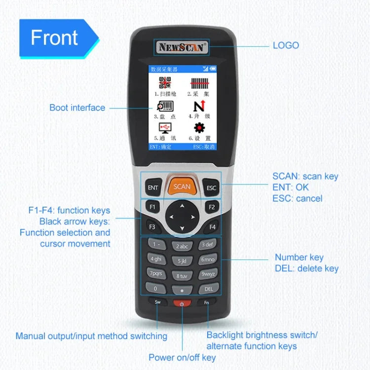 NEWSCAN NS3309 1次元レーザーUSB＋ワイヤレスバーコードスキャナーコレクター、NS3309L