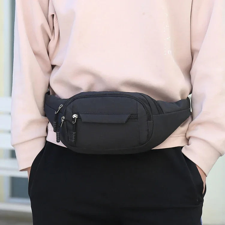 Pure Color Multi-function Pockets Waterproof Chest Bag Waist Sports Bag