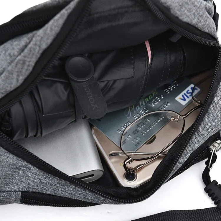 Pure Color Multi-function Casual Pockets Waterproof Chest Bag Waist Sport Bag