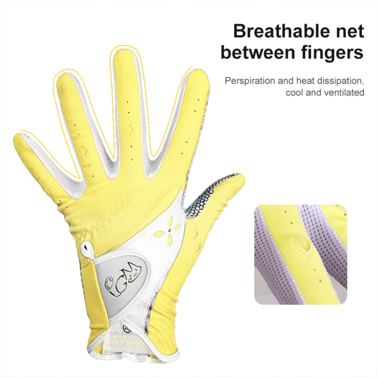 PGM One Pair Golf Non-Slip PU Leather Gloves for Women (Color:Yellow Size:21), 18, 19, 21, 17, 20