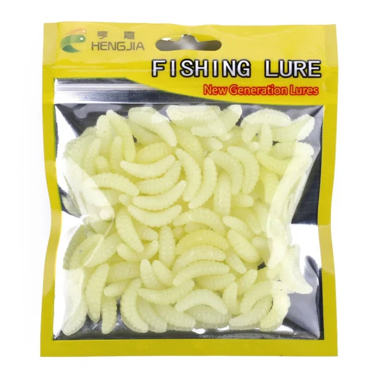 HENGJIA SO106 50 PCS 20mm Simulation Bread Bait Worms Crescent Soft Bait Horseback Fish Worm Bait Fishing Gear