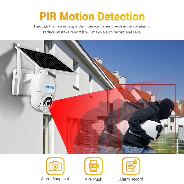 ESCAM QF450 HD 1080P 4G EU Version Solar Powered IP Camera with 32G Memory, Support Two - way Audio & PIR Motion Detection & Night Vision & TF Card - Trustpick