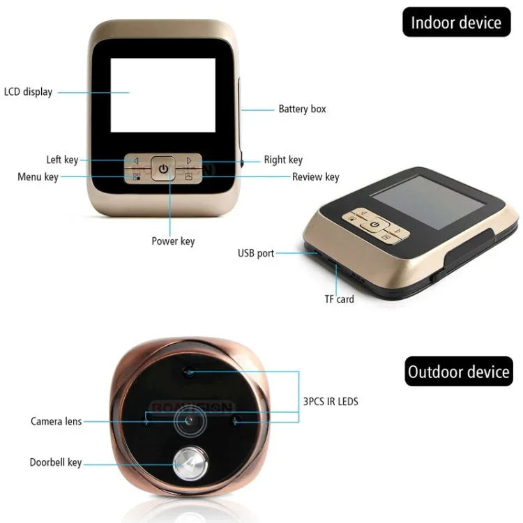 M530 3.0 inch TFT Display 3.0MP Camera Video Digital Door Viewer, Support TF Card (32GB Max) & Infrared Night Vision - Trustpick