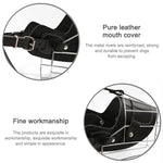 Steel Cage Style Dog Basket Wire Muzzle Protective Snout Cover with Leather Strap, Size: M - Trustpick