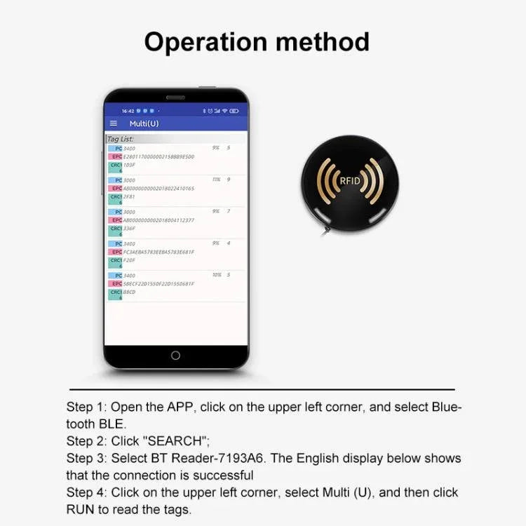 UHF RFID Handheld Portable Tag Bluetooth Reader - Trustpick