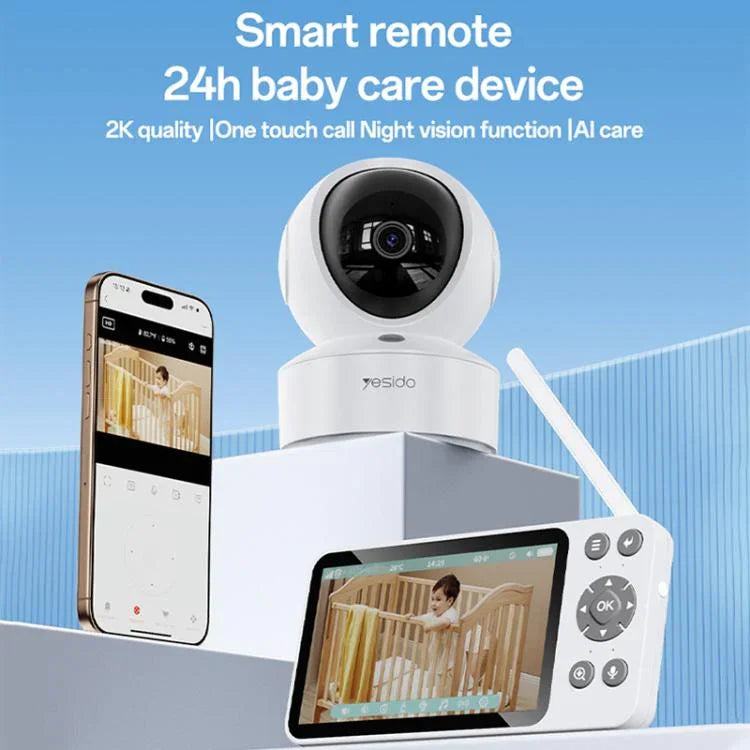 Yesido KM28 5 inch LCD Screen 2.4G WiFi Baby Monitor Care Camera, Plug: UK Plug - Trustpick